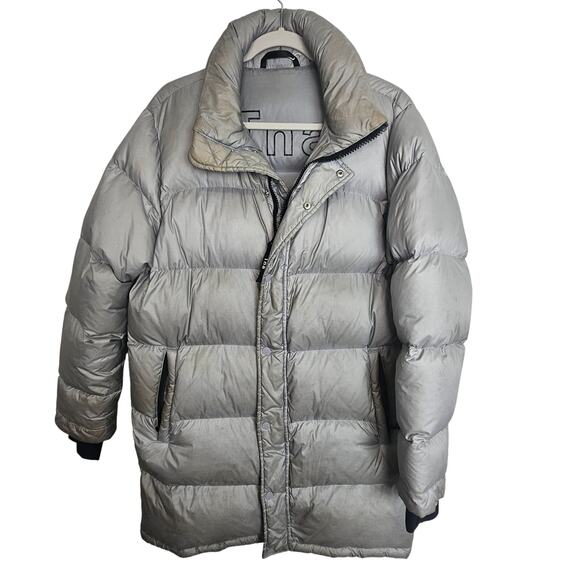 Aritzia TNA Super Puff Gray Full Zip Quilted Goose Down Puffer Jacket Coat M - Picture 1 of 12